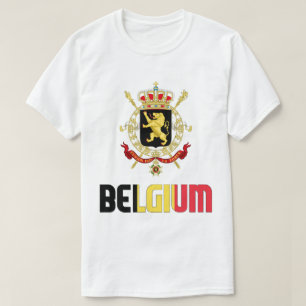 Belgium Flag and Coat Of Arms Patriotic T-Shirt