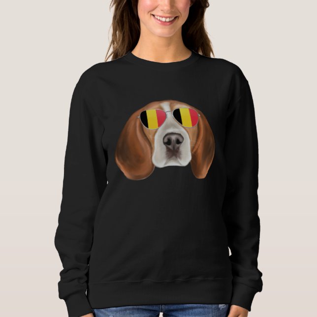Belgium Flag Beagle Dog Belgium Pocket Sweatshirt (Front)