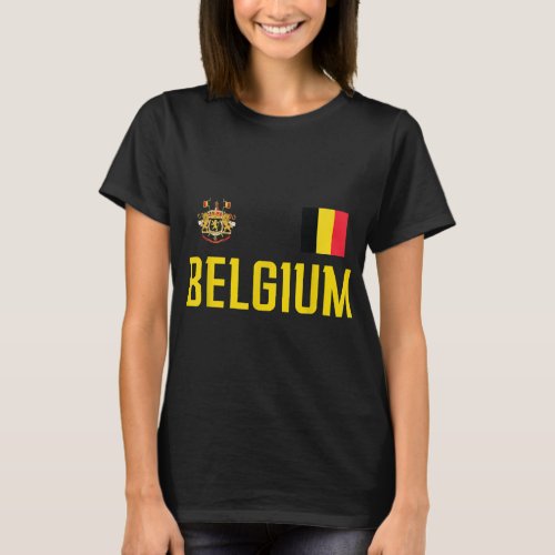 Belgium Flag Belgie Football Soccer Fan Men Women T_Shirt