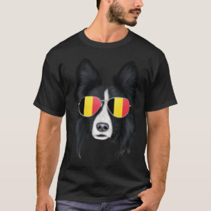 Belgium Flag Border Collie Dog Belgium Pocket T-Shirt