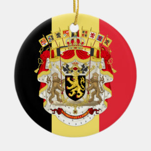 Belgium Flag & COA Ceramic Ornament