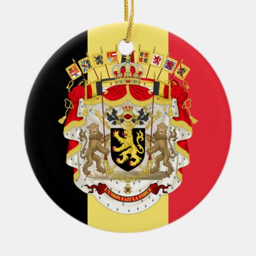 Belgium Flag  COA Ceramic Ornament