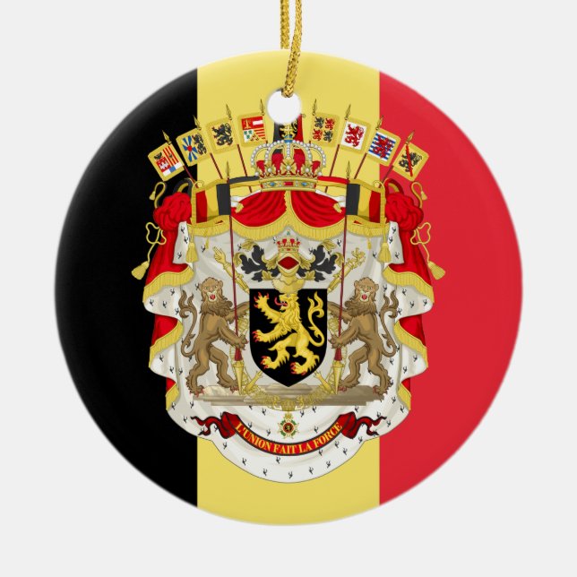 Belgium Flag & COA Ceramic Ornament (Front)