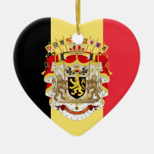 Belgium Flag & COA Ceramic Ornament
