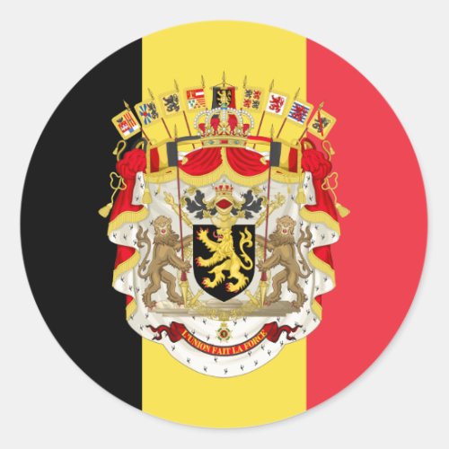 Belgium Flag  COA Classic Round Sticker