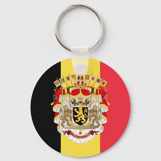 Belgium Flag & COA Keychain (Front)