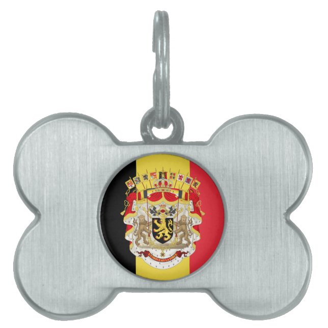 Belgium Flag & COA Pet Name Tag (Front)