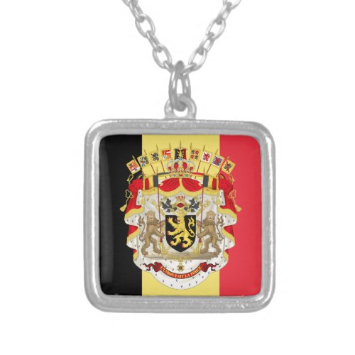 Belgium Flag  COA Silver Plated Necklace