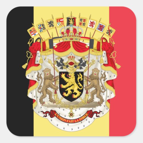 Belgium Flag  COA Square Sticker