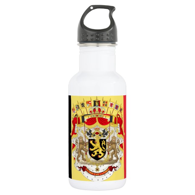 Belgium Flag & COA Water Bottle (Front)