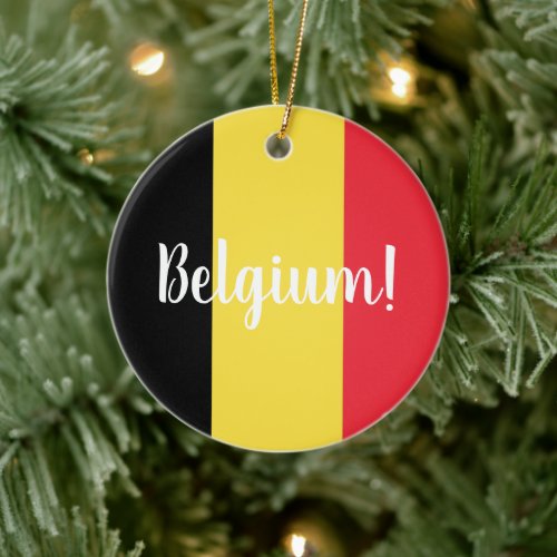 Belgium Flag  Customizable Text Ceramic Ornament