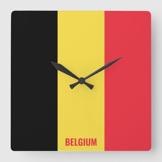 Belgium Flag Dazzling Patriotic Square Wall Clock (Front)