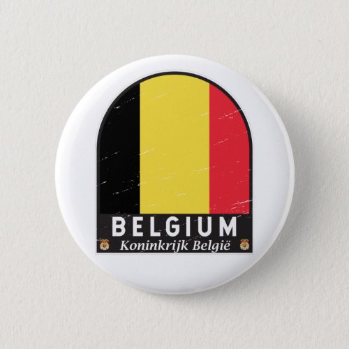 Belgium Flag Emblem Distressed Vintage Button