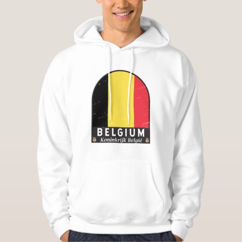Belgium Flag Emblem Distressed Vintage Hoodie