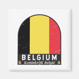 Belgium Flag Emblem Distressed Vintage Magnet