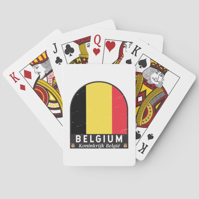 Belgium Flag Emblem Distressed Vintage Poker Cards (Back)