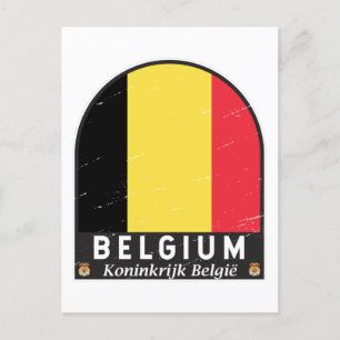 Belgium Flag Emblem Distressed Vintage Postcard
