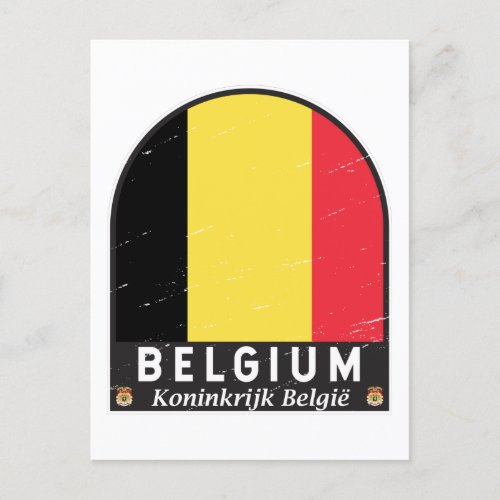 Belgium Flag Emblem Distressed Vintage Postcard