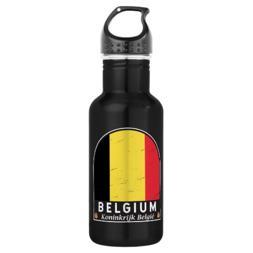 Belgium Flag Emblem Distressed Vintage Stainless Steel Water Bottle