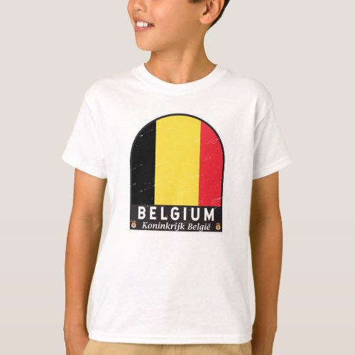 Belgium Flag Emblem Distressed Vintage T_Shirt