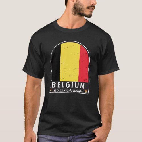 Belgium Flag Emblem Distressed Vintage T_Shirt