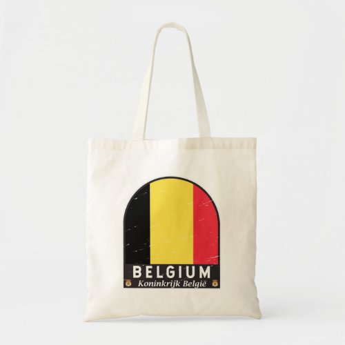 Belgium Flag Emblem Distressed Vintage Tote Bag