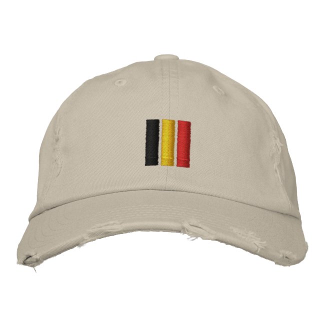 Belgium Flag Embroidered Baseball Cap (Front)