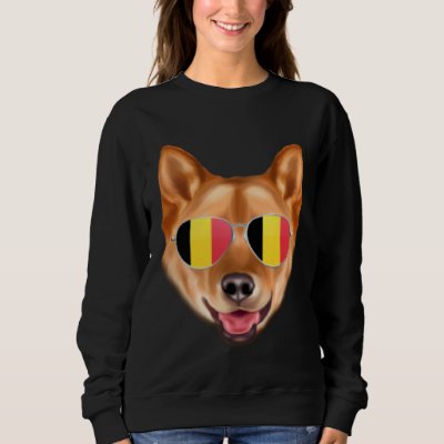 Belgium Flag Finnish Spitz Dog Belgium Pocket Sweatshirt