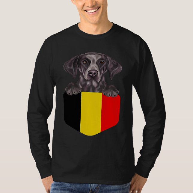Belgium Flag German Shorthaired Pointer Dog In Poc T-Shirt (Front)