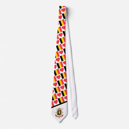 Belgium Flag Heart Pattern Belgian National Pride Neck Tie