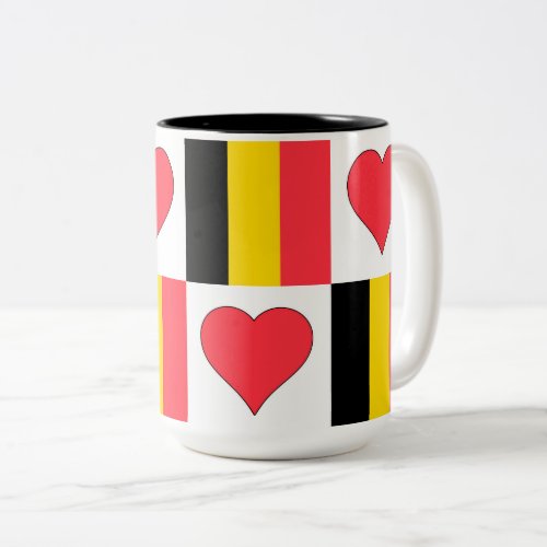 Belgium Flag Heart Pattern Patriotic Belgian Pride Two_Tone Coffee Mug