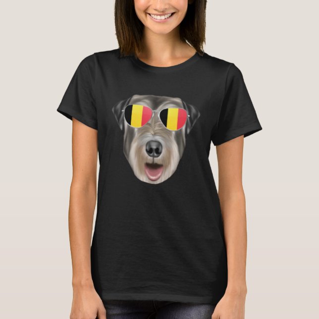 Belgium Flag Irish Wolfhound Dog Belgium Pocket T-Shirt (Front)
