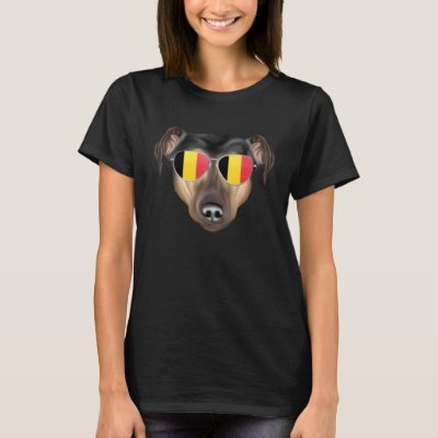 Belgium Flag Manchester Terrier Dog Belgium Pocket T-Shirt