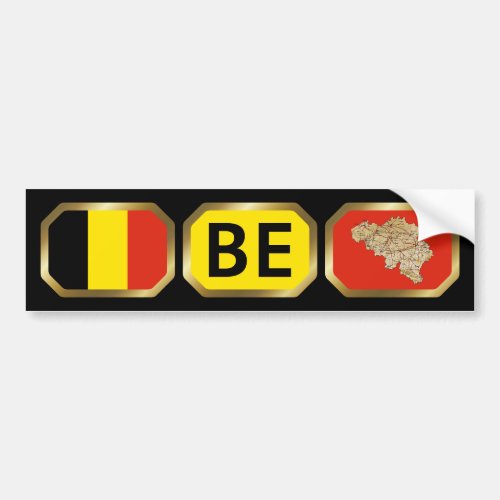 Belgium Flag Map Code Bumper Sticker