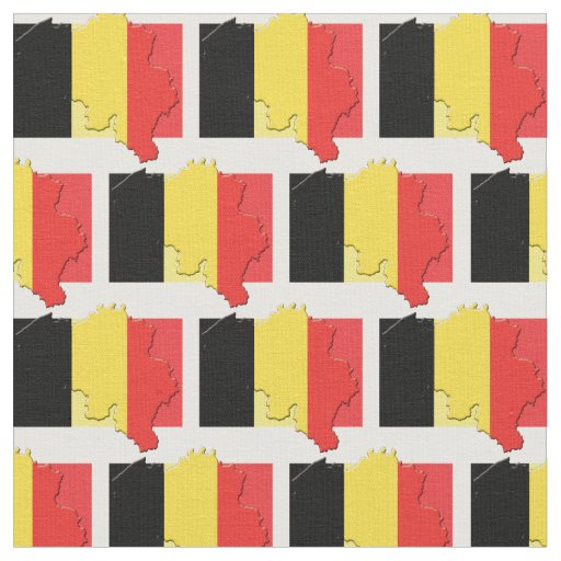 BELGIUM FLAG Map Outline Fabric