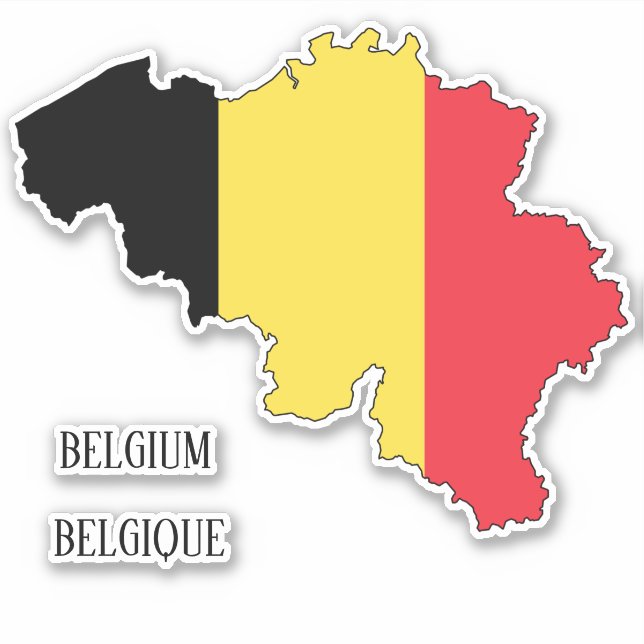 Belgium Flag Map Sticker (Front)