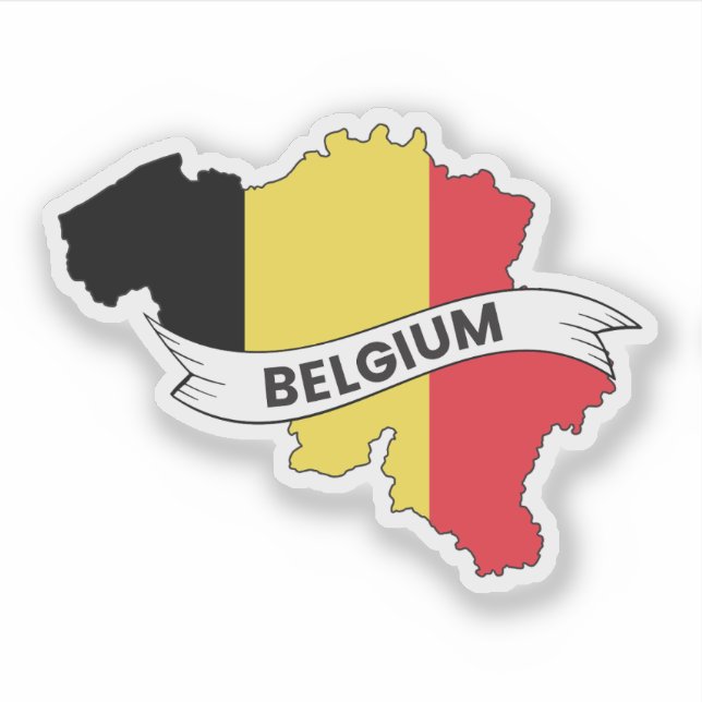 Belgium Flag Map Sticker (Front)