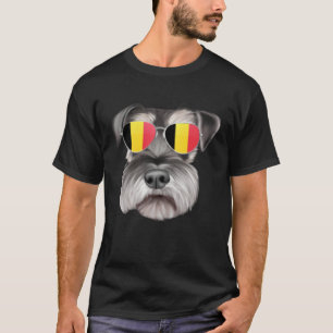 Belgium Flag Miniature Schnauzer Dog Belgium Pocke T-Shirt