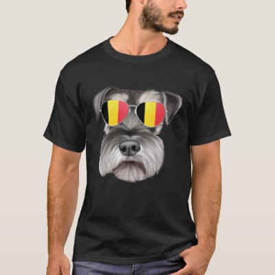 Belgium Flag Miniature Schnauzer Dog Belgium Pocke T-Shirt