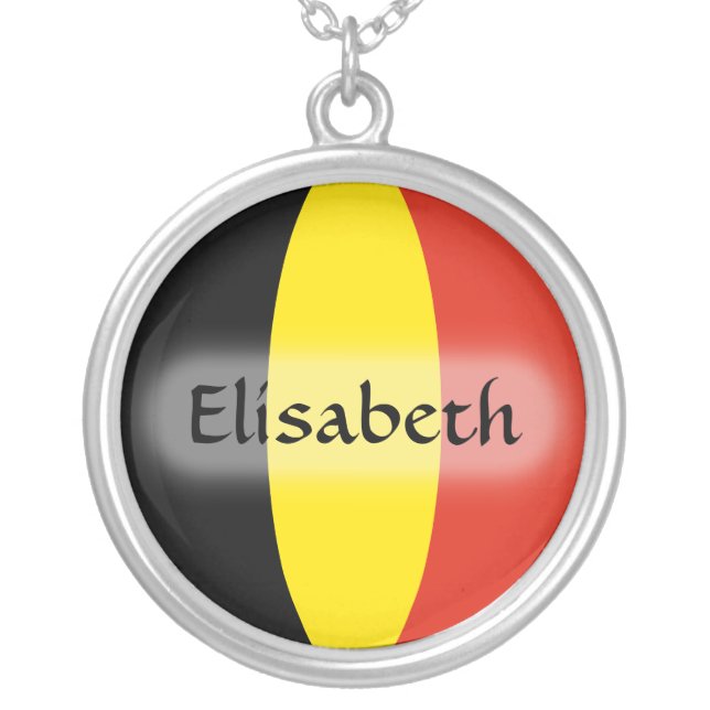 Belgium Flag + Name Necklace (Front)