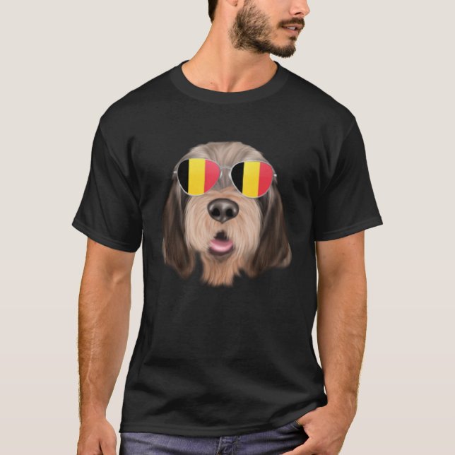 Belgium Flag Otterhound Dog Belgium Pocket T-Shirt (Front)
