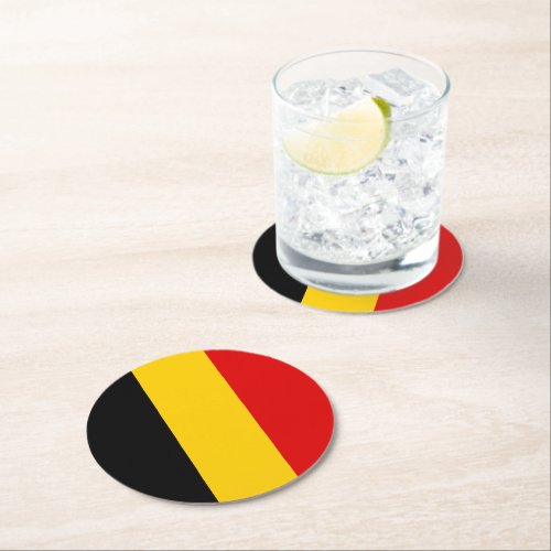 Belgium flag round paper coaster