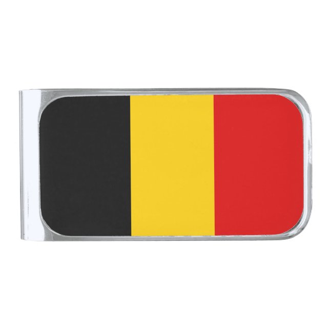 Belgium flag silver finish money clip (Front)