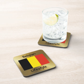 Belgium Flag+Text Coaster