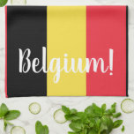 Belgium Flag &amp; Text   Kitchen Towel