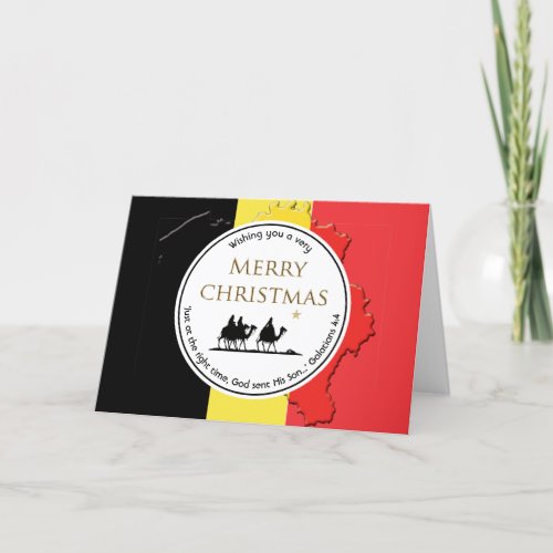 BELGIUM FLAG  Three Wise Men  CHRISTMAS Holiday Card