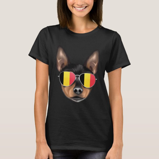 Belgium Flag Toy Fox Terrier Dog Belgium Pocket T-Shirt (Front)