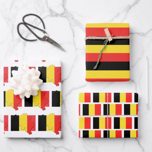 BELGIUM Flag Wrapping Paper Sheets