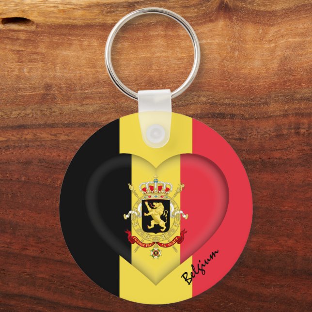 Belgium & Heart,  Belgian Flag fashion / sports Keychain (Front)