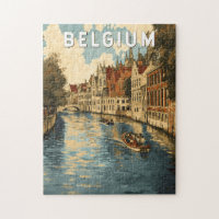 Belgium Illustration Travel Art Vintage